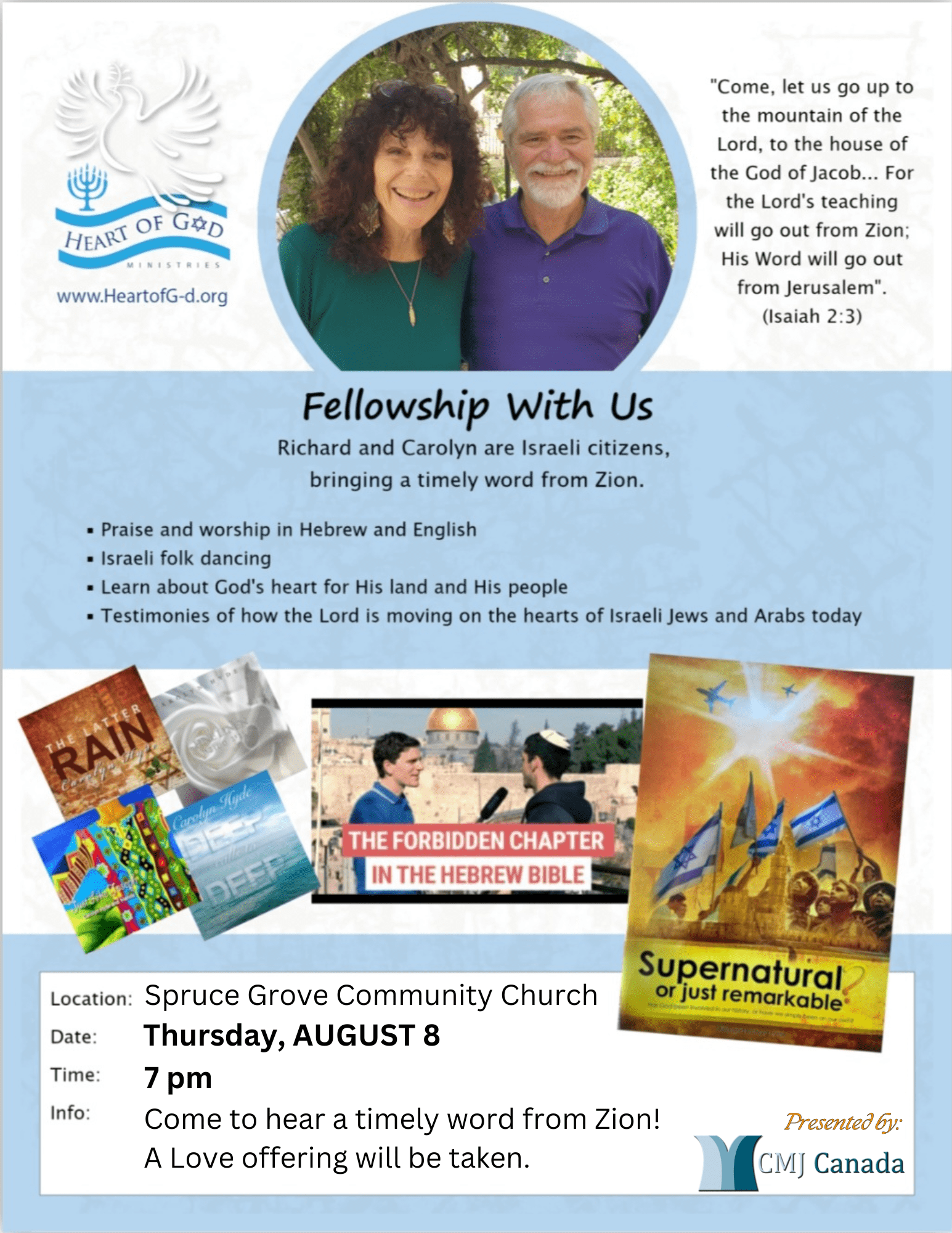 Carolyn & Richard Hyde (Heart of G-d Ministries) – Public Meetings